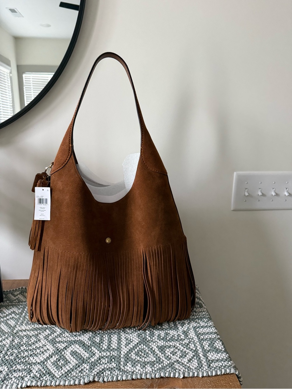 COACH Brooklyn 39 Warm Brown Suede Fringe Shoulder Hobo- NWOT - Picture 3 of 14